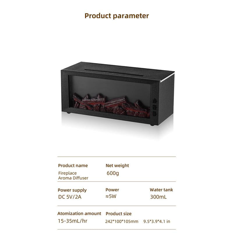 300Ml Colorful Fireplace Flame Humidifier Aromatherapy Diffuser with Remote and Timer for Home and Office Fire Diffuser Aroma Diffuser Humidifier Humidifier Purifier Bourbon Humidifier Whisker Humidifier