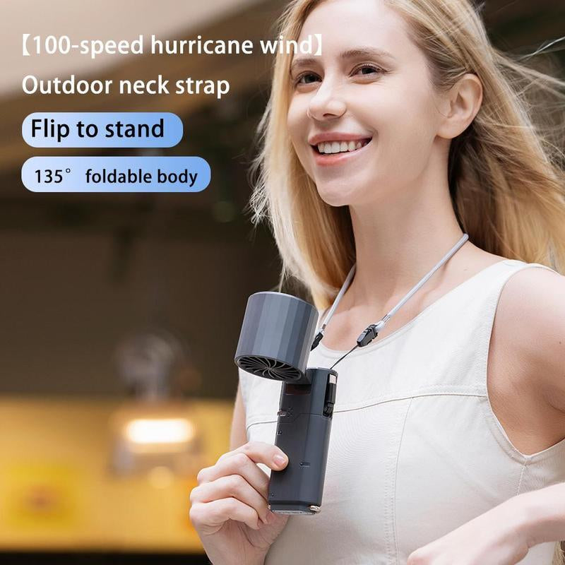 3-In-1 Portable Handheld Fan – High-Speed Cooling, Built-In Charging Cable & Emergency Power Bank – Perfect for Home, Office & Outdoors