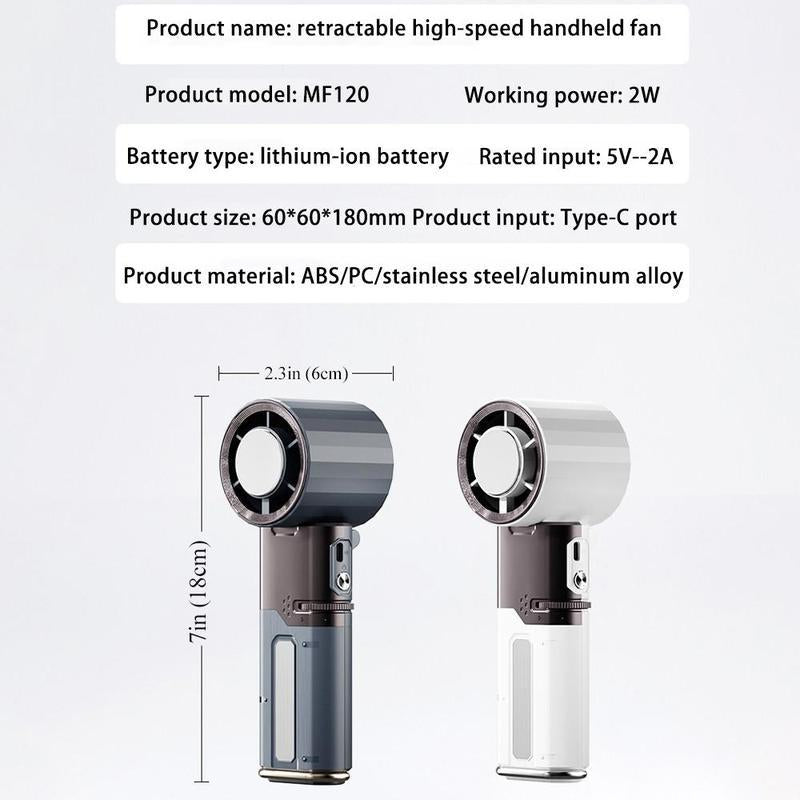 3-In-1 Portable Handheld Fan – High-Speed Cooling, Built-In Charging Cable & Emergency Power Bank – Perfect for Home, Office & Outdoors