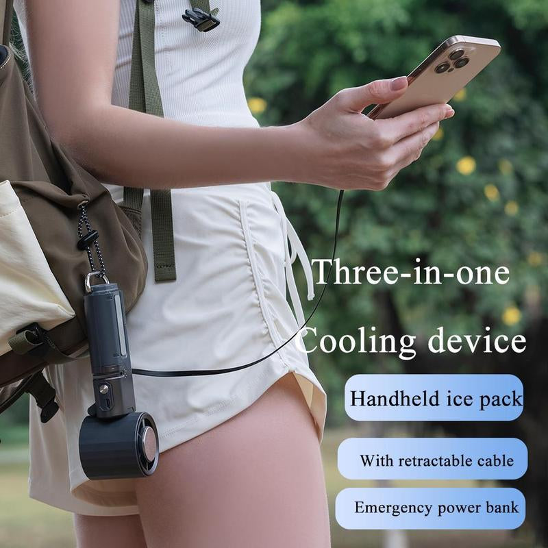3-In-1 Portable Handheld Fan – High-Speed Cooling, Built-In Charging Cable & Emergency Power Bank – Perfect for Home, Office & Outdoors