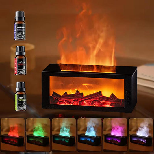 300Ml Colorful Fireplace Flame Humidifier Aromatherapy Diffuser with Remote and Timer for Home and Office Fire Diffuser Aroma Diffuser Humidifier Humidifier Purifier Bourbon Humidifier Whisker Humidifier